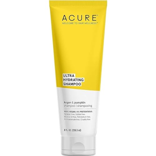 Acure Ultra Hydrating Shampoo 100% Vegan, Ultra Hydrating Moisture & Omega Fatty Acids, , Yellow Argan Oil & Pumpkin, 8 Fl Oz