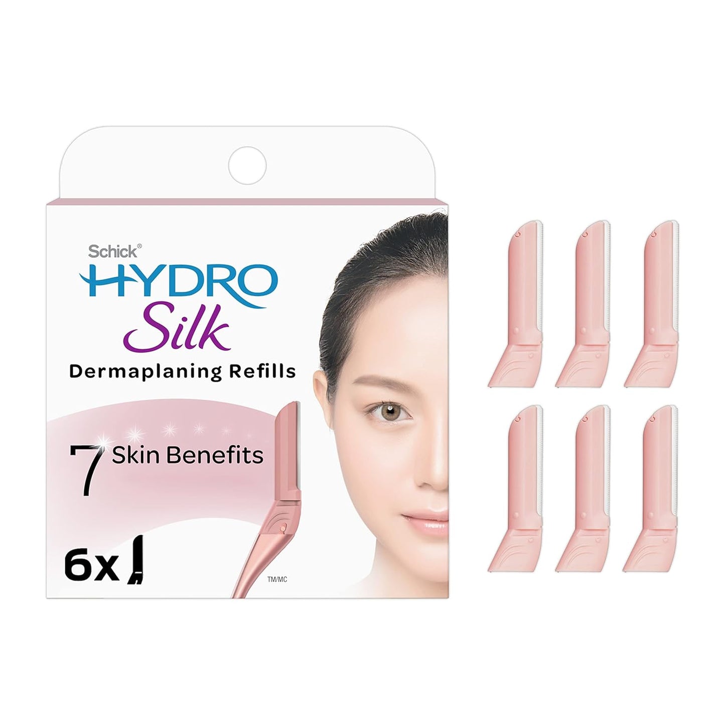 Schick Hydro Silk Dermaplaning Wand Refill Blades Ñ Refills, 6 Professional Style