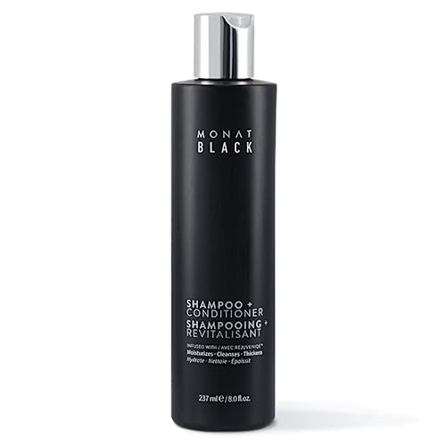 MONAT Black Shampoo + Conditioner - Mens Shampoo and Conditioner 2 in 1 Black Hair Care. A 2-in-1 Shampoo Conditioner Formulated for Optimal Hair Health In One Step. - Net Wt. 237 ml / 8.0 fl. oz.