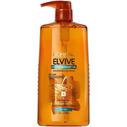 L'Oreal Paris Elvive Extraordinary Oil Nourishing Shampoo, for Dry or Dull Hair, Shampoo with Camellia Flower Oils, for Intense Hydration, Shine, and Silkiness, 28 Fl; Oz