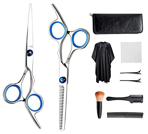 Hair Cutting Scissors Haircut Scissors Kit Professional Hairdressing Tools Barber Case Japanese Stainless Steel 6.5 Inches Thinning Salon Shears for men women kids Home Razor Edge Hair Trimmer Set