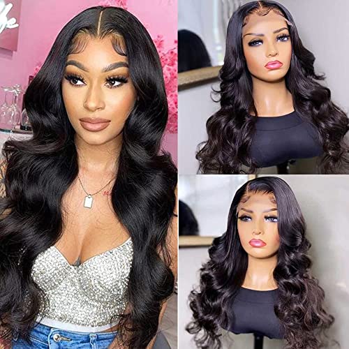 BELIANA 5x5 HD Lace Closure Wigs Human Hair Pre Plucked 5X5 Body Wave Lace Front Wigs Human Hair 180% Density Brazilian Virgin Human Hair Wigs for Black Women Natural Color (Body Wave Wig, 18 Inch)