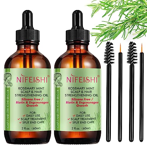 NIFEISHI Rosemary Oil for Hair Growth Organic(4.04 Oz), Rosemary Mint Scalp & Hair Strengthening Oil with Biotin & Essential Oils, Hair Growth Oil for Dry Damaged Hair, Skin Care & Face, 1Pack