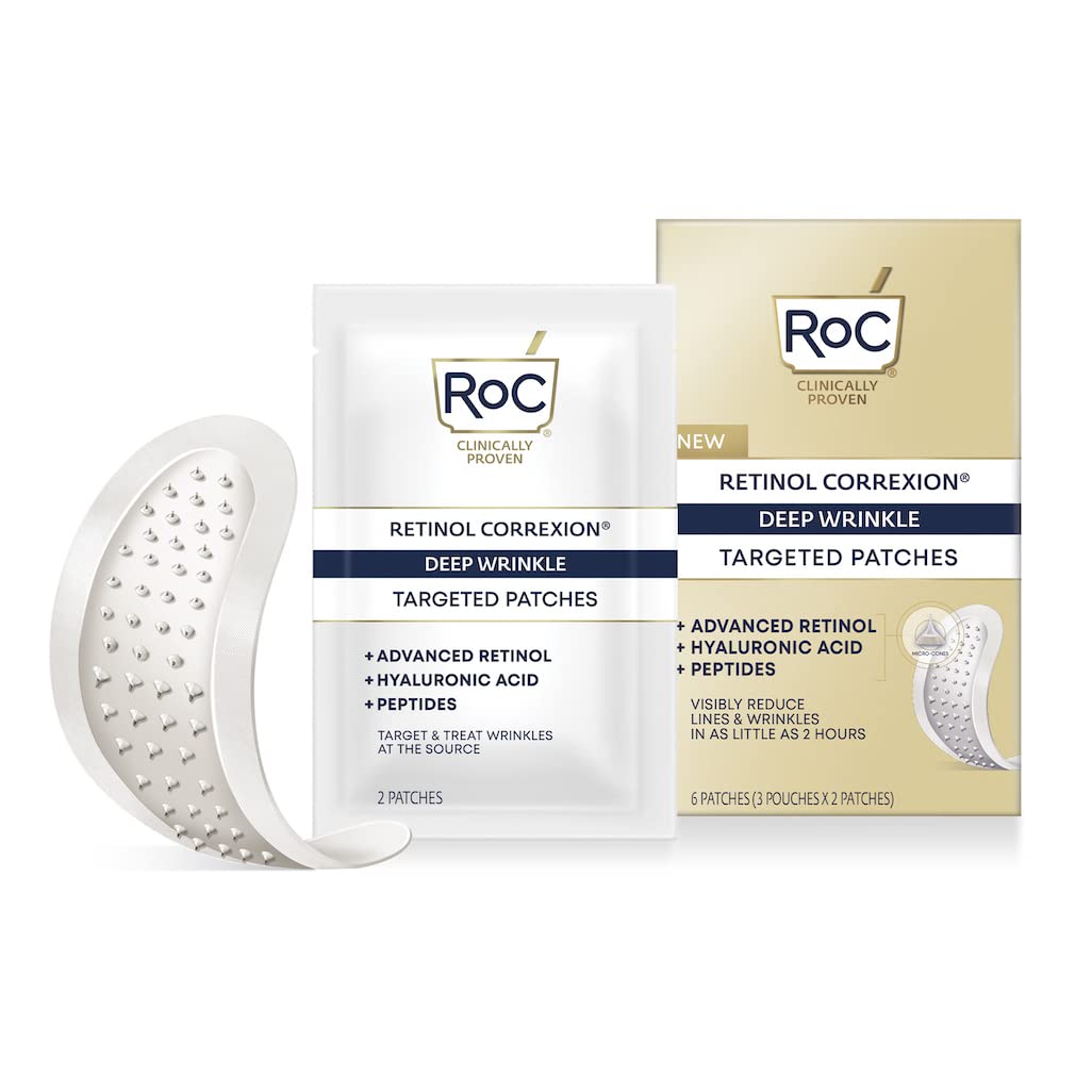 RoC Retinol Correxion Deep Wrinkle Non-Invasive Targeted Patches with Hyaluronic Acid + Firming Peptides for Forehead and Between Eyes 11 Lines, CrowÕs Feet and Laugh Lines