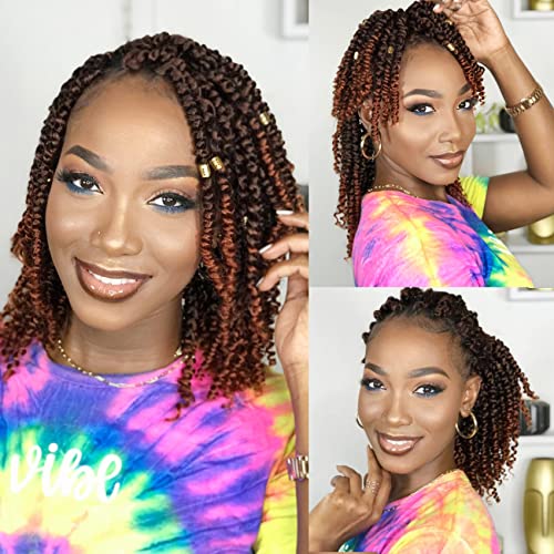 Passion Twist Hair 10 Inch 8 Packs, Pre Twisted Passion Twist Crochet Hair For Black Women, Pre Looped Passion Twist Curly Crochet Hair, Short Crochet Passion Twist Hair Extensions (10 Inch (Pack of 8), T350#)