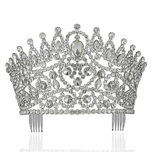 Sexy Beauty Queen Clear White Austrian Rhinestone Crystal Tiara Crown Hair Combs Jewelry Headpiece Pageant T2178 Silver