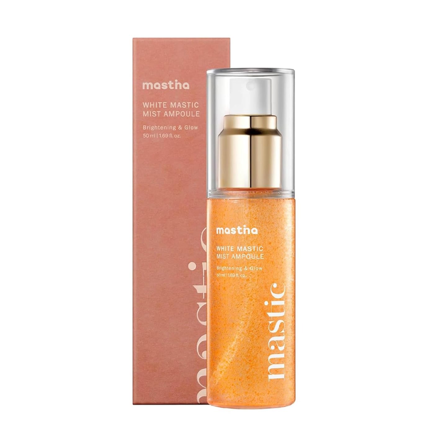 MASTINA White Mastic Facial Ampoule Mist (1.7fl oz) - All-in-One Spray for Natural Glow, Hydrating Formula, On-the-Go Korean Skin Care. Fermented Mastic Gum, Sensitive Skin.