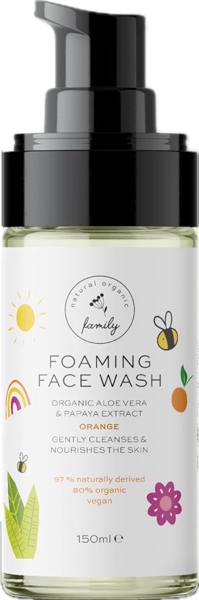 The Natural and Organic Family Kids Foaming Face Wash - Clean and Gentle Face Wash for Kids and Preteens - Made in the UK