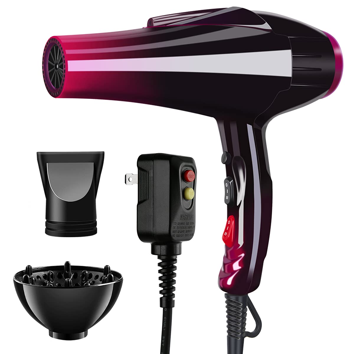 Professional Hair Dryer with Blue Light Far Infrared Negative Ionic 3500W Blow Dryer Fast Drying Heat Hairdryer Powerful Home Salon Hair Dryers with Attachment