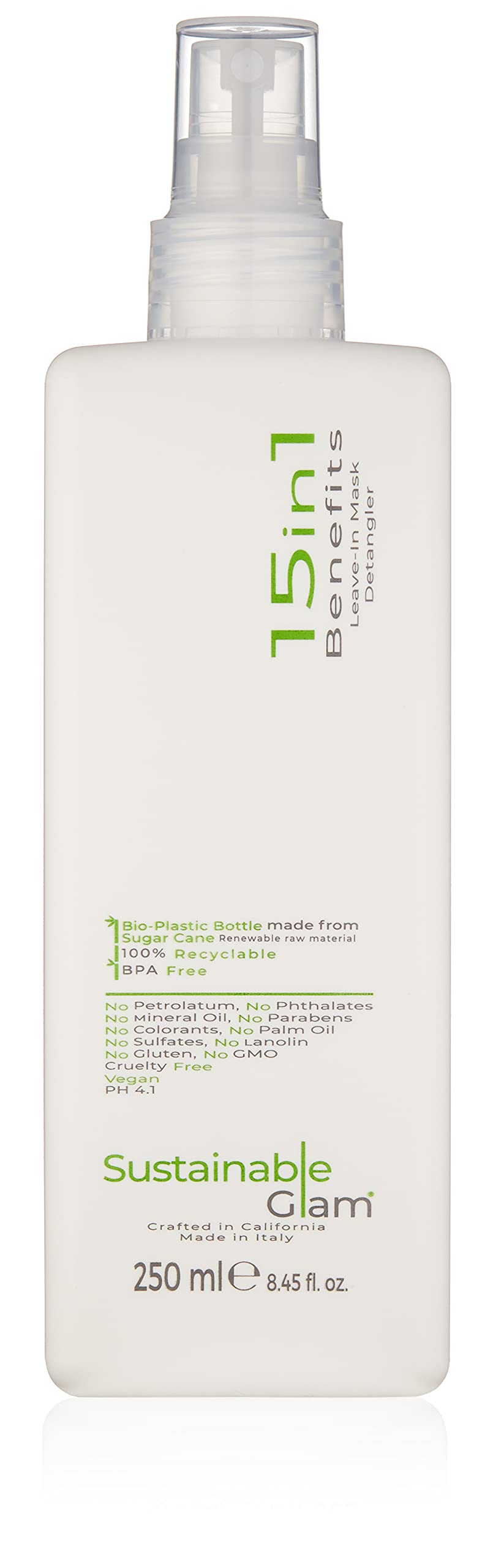 Sustainable Glam 15in1 Benefits Leave-In Hair Mask Detangler Spray Conditioner with Argan, Coconut & Avocado Oil