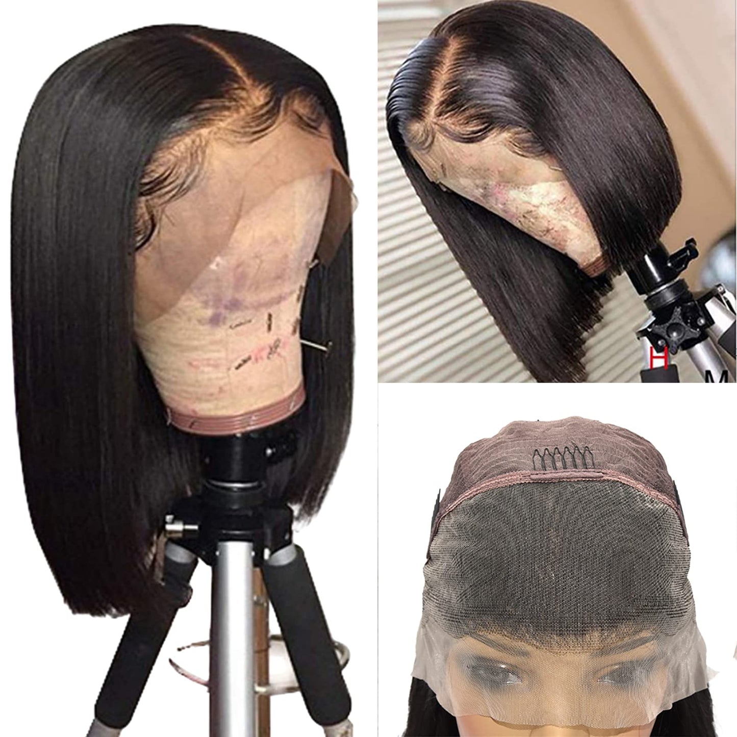 SUPERLOOK 10inch Bob Wig Human Hair 13x4 Straight Lace Front Wigs Human Hair 200% Density 15A Straight Bob Wigs For Black Women Pre Plucked with Baby Hair (10inch, 13 * 4 Bob ST)
