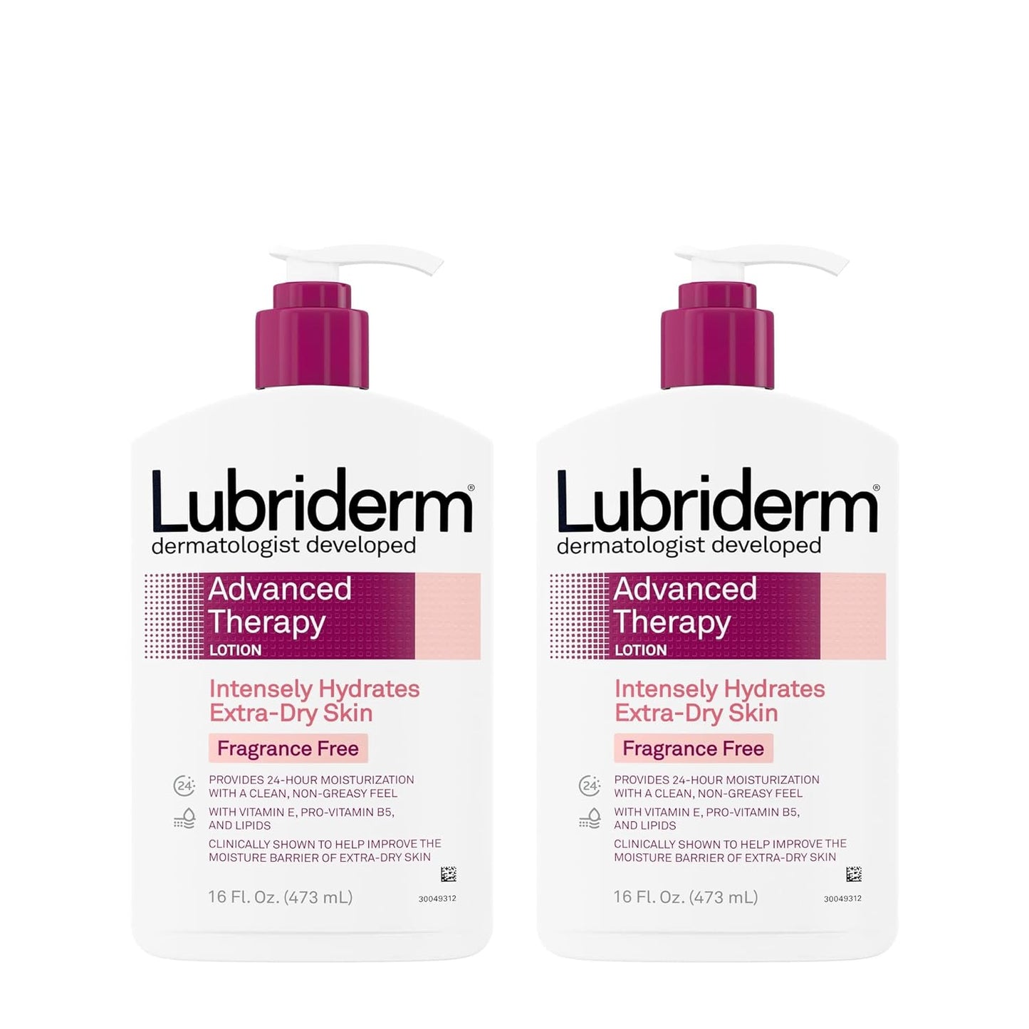 Lubriderm Advanced Therapy Moisturizing Lotion with Vitamins E and B5, Deep Hydration for Extra Dry Skin, Non-Greasy Formula, 16 fl. oz (Pack of 2)