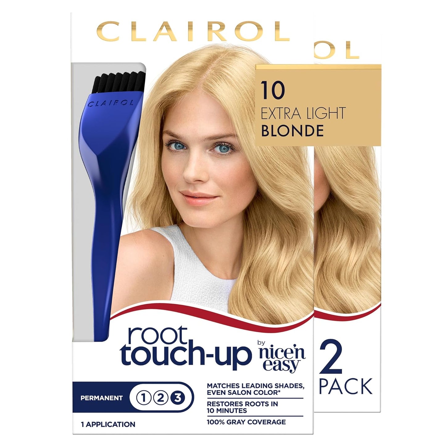 Clairol Root Touch-Up by Nice'n Easy Permanent Hair Dye, 10 Extra Light Blonde Hair Color, Pack of 2