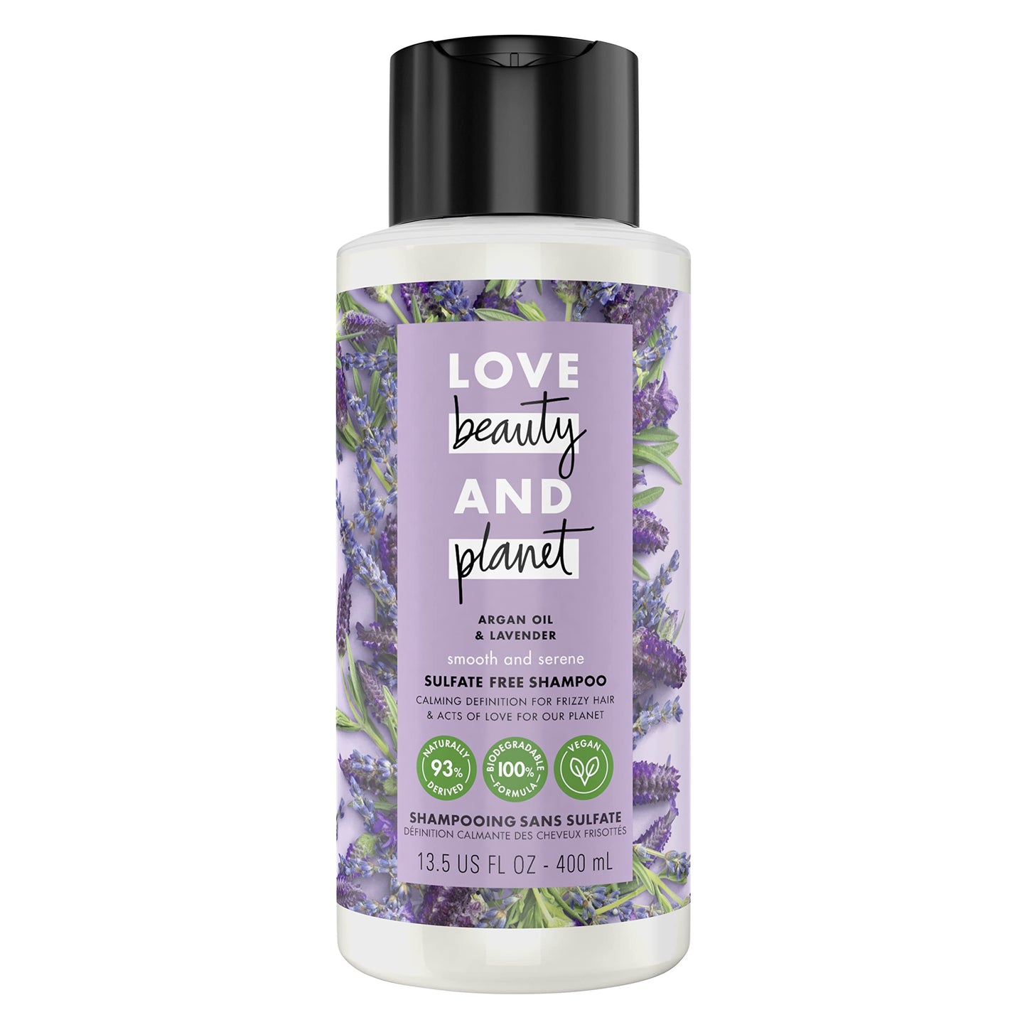 Love Beauty and Planet Smooth and Serene Argan Oil Shampoo For Frizz Control Argan Oil & Lavender Sulfate Free 13.5 oz