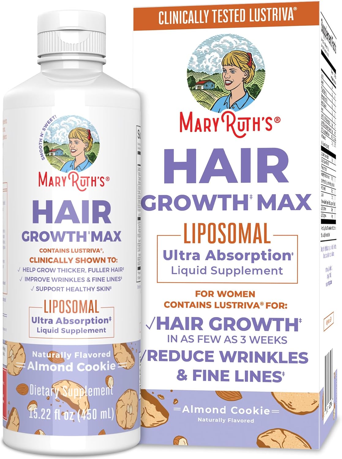 MaryRuth's Women's Hair Growth MAX Liposomal | with Lustriva¨ + Biotin 10000mcg | Thicker Hair, Wrinkles, Fine Lines, Skin Care | Ages 18+ | 15.22 Fl Oz