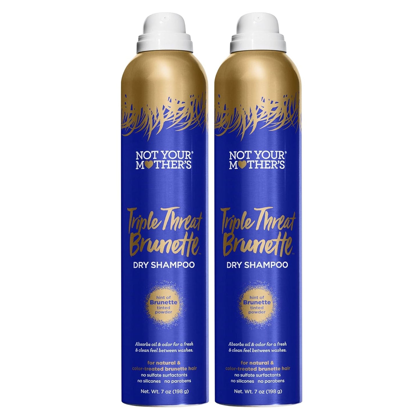 Not Your Mother's Triple Threat Brunette Dry Shampoo (2-Pack) - 7 oz - Tinted Dry Shampoo for Brunettes - Absorbs Excess Oil and Extends Hair Color