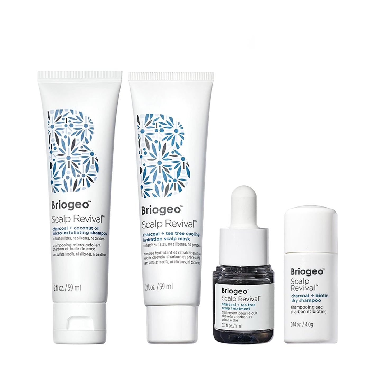 Briogeo Scalp Revival Soothe + Detoxify Hair Care Minis Kit, Soothe a Dry, Flaky, Itchy Scalp, Vegan, Phalate & Paraben-Free, Travel Kit