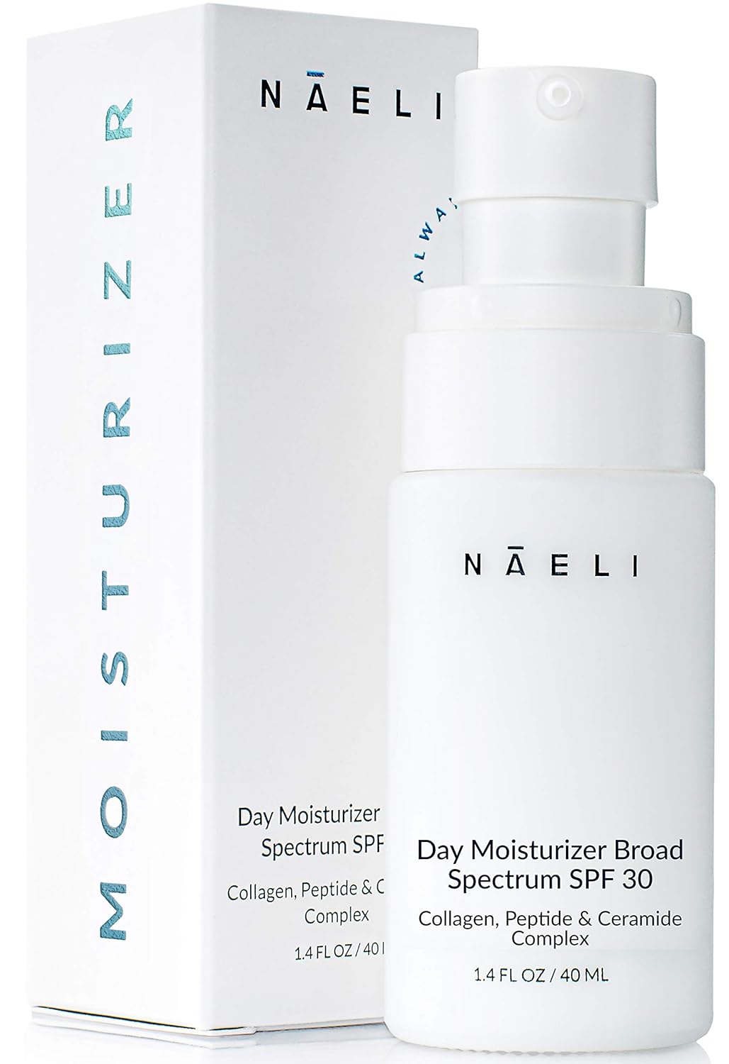 NAELI Face Moisturizer with SPF 30, Anti Aging Collagen & Peptide Cream, Reduces Wrinkles - Lightweight Skin Hydration with Hyaluronic Acid, Paraben Free & Non-Comedogenic Sunscreen, 1.4 oz