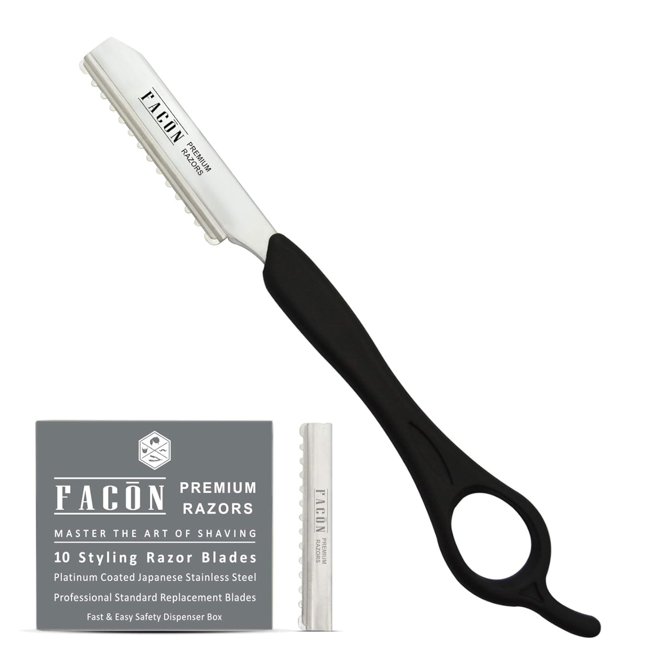 Fac—n Professional Hair Styling Thinning Texturizing Cutting Faether Razor + 10 Replacement Blades