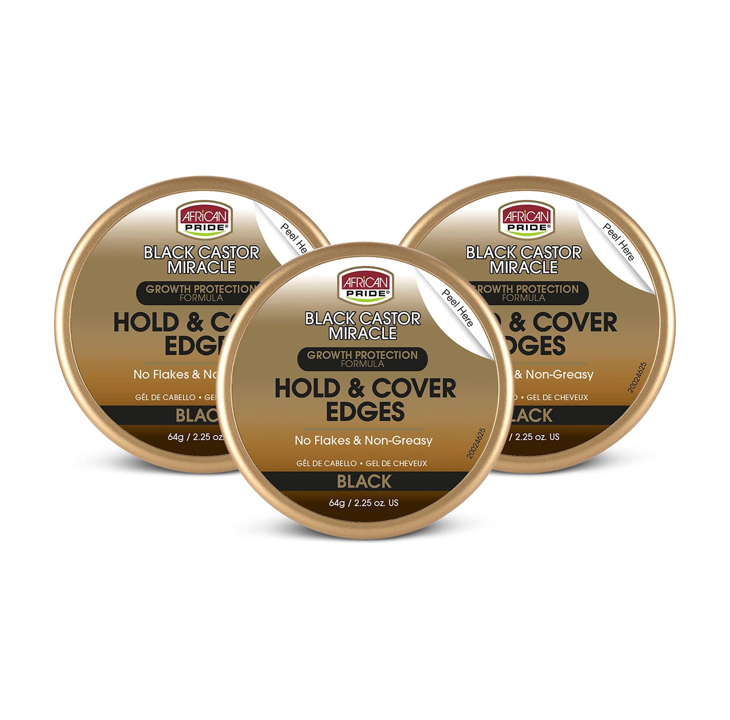 African Pride Black Castor Miracle Hold & Cover Edges - Slicks Edges, Covers Grays, Fills Thinning Areas, Contains Black Castor Oil & Coconut Oil, 2.25 oz (3 Pack)