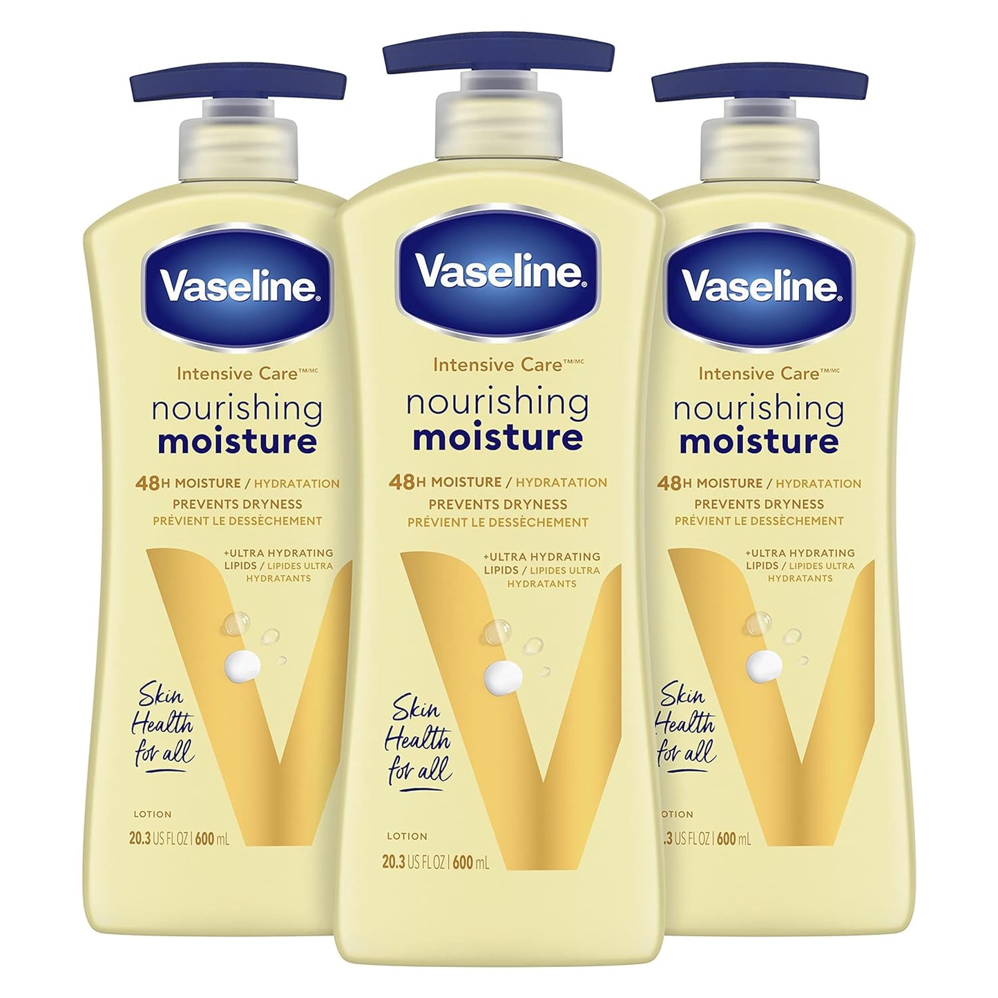 Vaseline Hand & Body Lotion Nourishing Moisture 3 Ct Intensive Care for Dry Skin with Pure Oat Extract 20.3 oz