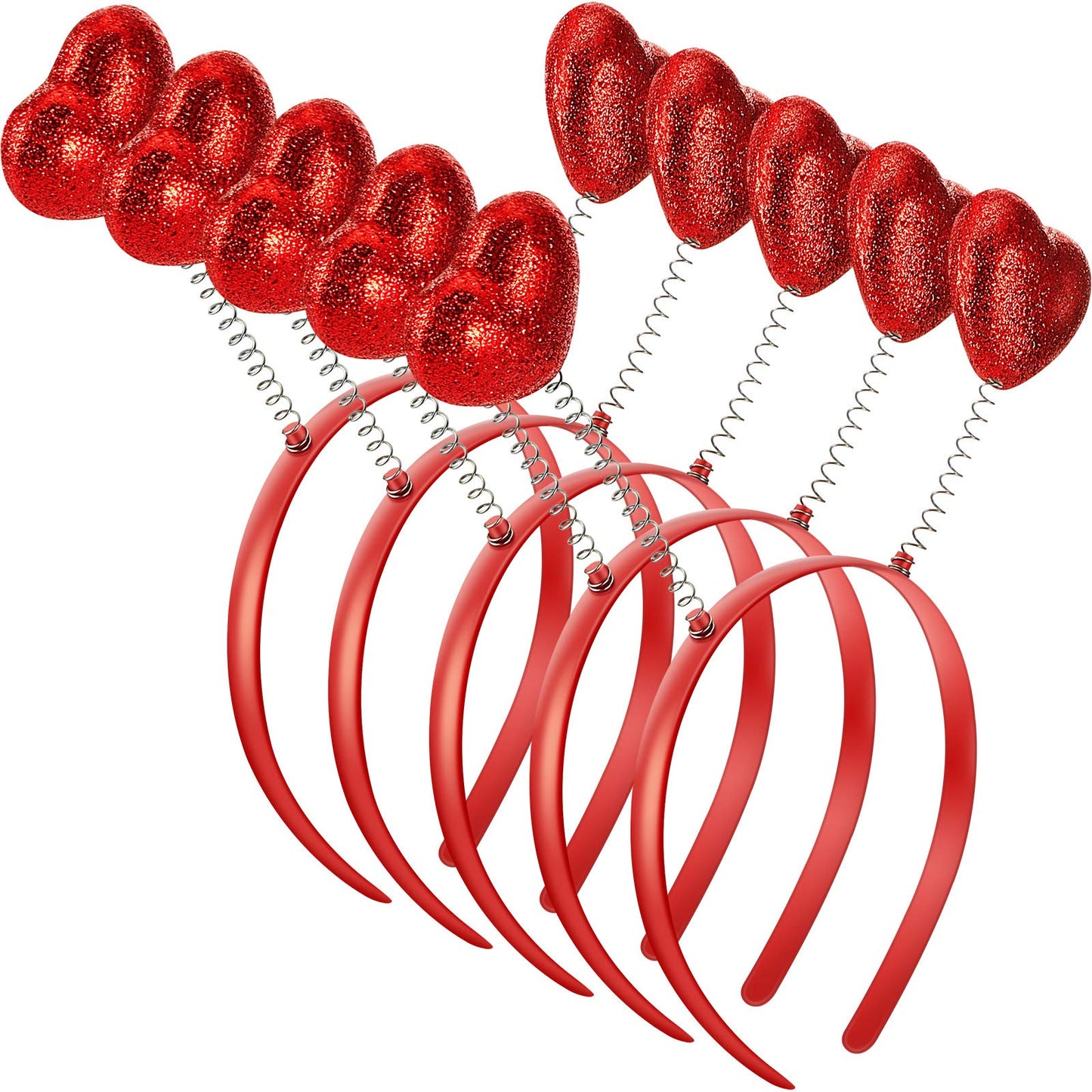 Chuangdi 9 Pieces Heart Headband Valentine's Day Red Sequin Heart Head Boppers Party Loving Heart Antenna Headband Wedding Hair Loop Party Hair Accessories for Holiday Festival Women Girls