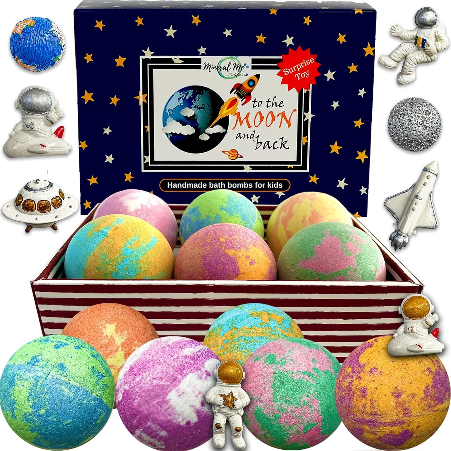 Galaxy Bath Bombs for Kids with Surprise Inside - Organic Bubble Bath Bombs with Educational Outer Space Planet Toys. Gentle, Natural and Kids Friendly - Birthday & Valentine Gift for Boys & Girls