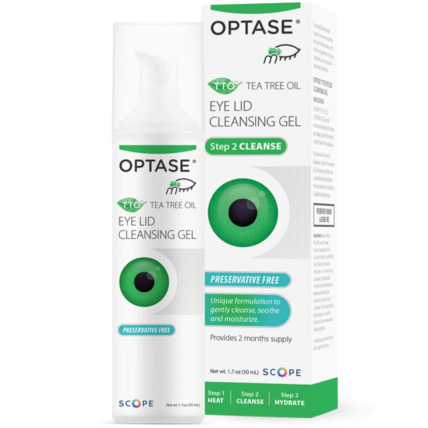 Optase TTO Eye Lid Cleansing Gel - Tea Tree Oil Eyelid Cleanser for Dry Eye Relief - Preservative Free, Natural Ingredients - Soothes Dry Eye and Eyelid Irritation - Made With Pro-Vitamin B5 - 1.7 oz