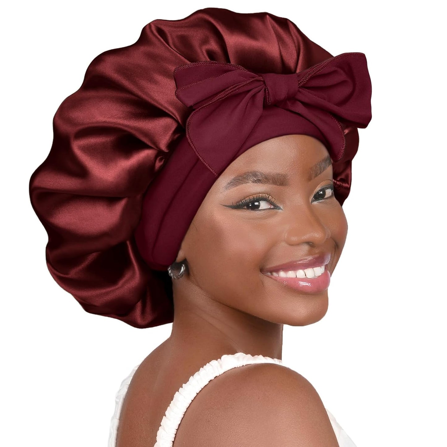 YANIBEST Satin Bonnet Silk Bonnet for Sleeping Double Layer Satin Lined Hair Bonnet with Tie Band Bonnets for Women Natural Curly Hair