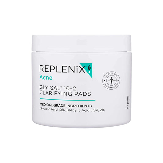 Replenix Gly-Sal Clarifying Pads, Medical-Grade Exfoliating Cleansing Wipes for Acne-Prone Skin, Oil-Free Facial Treatment with Witch Hazel, Contains Glycolic & Salicylic Acids (60 ct.)