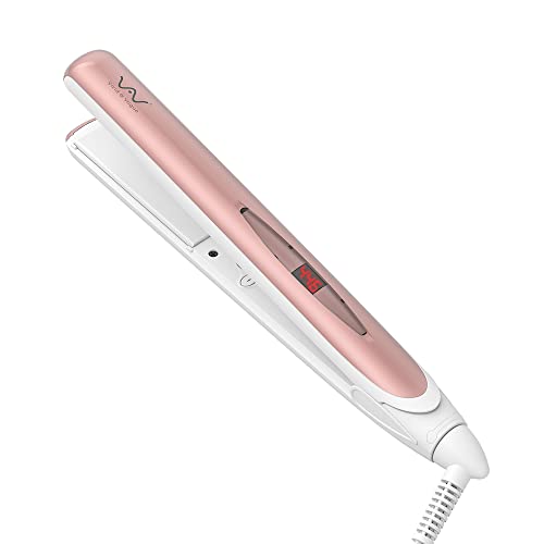 VAV Professional Hair Straightener Negative Ions Ceramic Flat Iron 1 Inch 2 in 1 Curling Iron and Straightener Constant Temperature 410°F for Girls