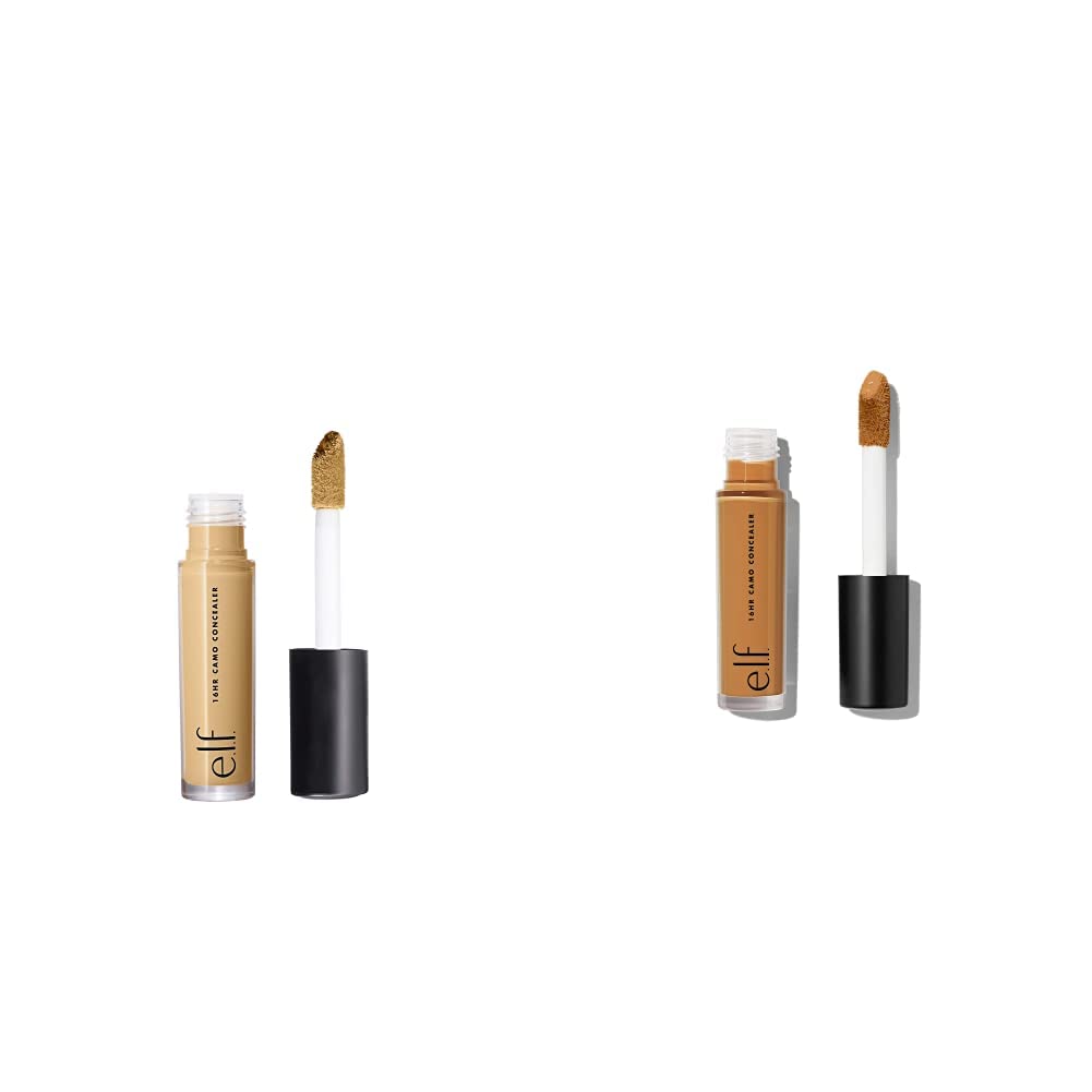 e.l.f. 16HR Camo Concealer, Full Coverage & Highly Pigmented, Matte Finish, Tan Sand, 0.203 Fl Oz and e.l.f. 16HR Camo Concealer, Full Coverage & Highly Pigmented, Matte Finish, Deep Chestnut, 0.203