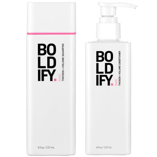 Boldify Shampoo + Conditioner Bundle: Natural Hair Retention & Anti Hair Loss Formula - Volumizing for Fine Hair, Vitamin Enriched for Thicker, Fuller Hair Instantly - Cruelty & Sulfate Free