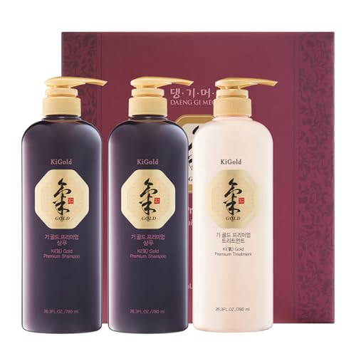 Daeng Gi Meo Ri- Ki Gold Premium Special Set 3 Pack [Shampoo x2, Treatment x1], Promoting Hair Growth, Effectively Moisture to Dry and Rough Hair, No Artificial Color