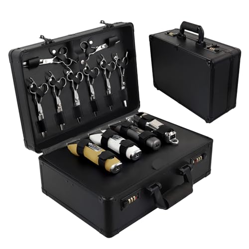 Professional Barber Supplies Case for Barber,Portable Barber Travel Carrying Case for Hair Stylist& Pet Groomer,Multi-Space Design, Sturdy, Large-Capacity Mobile Barber Stations (Black)