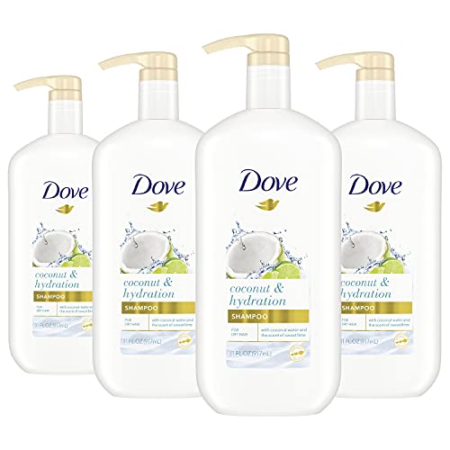 Dove Ultra Care Shampoo Coconut & Hydration, Pack of 4, For Dry Hair Shampoo with Oil Blend of Coconut, Jojoba & Sweet Almond 31 oz