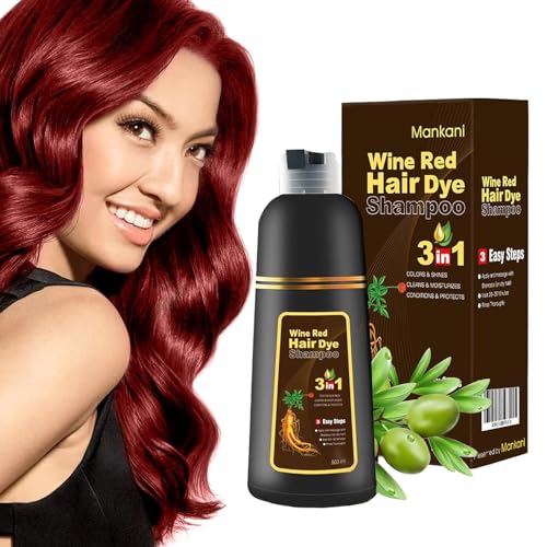 Mankani Hair Dye Shampoo Wine Red 3 in 1 for Women for Gray Hair Coverge Hair Color Shampoo for Women 500Ml(16.9 Fl Oz) Upgrade Gentle Formula