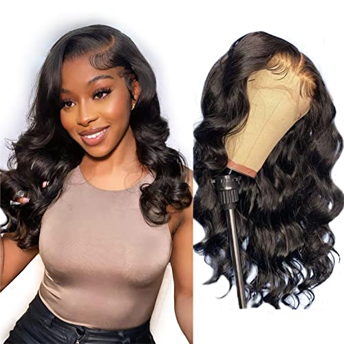 Starmo Bob Wig Human Hair 13x4 HD Lace Front Free Part Wigs Lace Frontal Short Straight Bob Wigs with Baby Hair Pre Plucked Glueless Natural Hairline 150% Density Natural Black 16 Inch