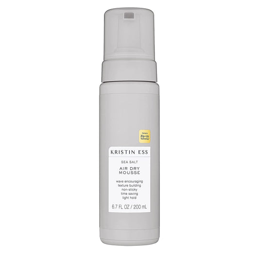 Kristin Ess Hair Sea Salt Air Dry Mousse for Volume + Texture - Styling Product For Wavy + Curly Hair, Light Hold, For Fine to Medium Hair, Non-Sticky, Vegan, 6.7 fl oz