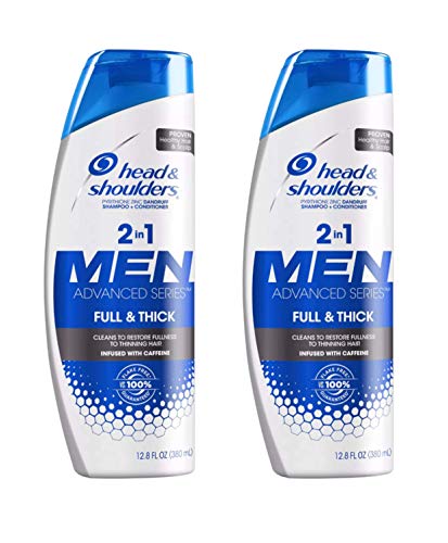 Head & Shoulders For Men - Full & Thick - 2 in 1 Dandruff Shampoo + Conditioner - Net Wt. 12.8 FL OZ (380 mL) Per Bottle - Pack of 2 Bottles