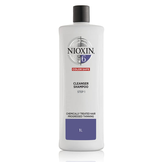 Nioxin System 6 Scalp Cleansing Shampoo with Peppermint Oil, Treats Dry Scalp, Dandruff Relief, Anti-Hair Breakage, For Bleached & Chemically Treated Hair with Progressed Thinning, 33.8 fl oz
