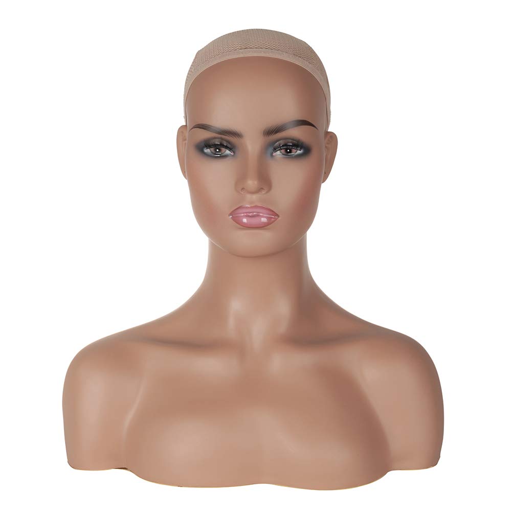 Realistic Female Mannequin Head with Shoulder Display Manikin Head Bust for Wigs,Makeup,Beauty Accessories Displaying