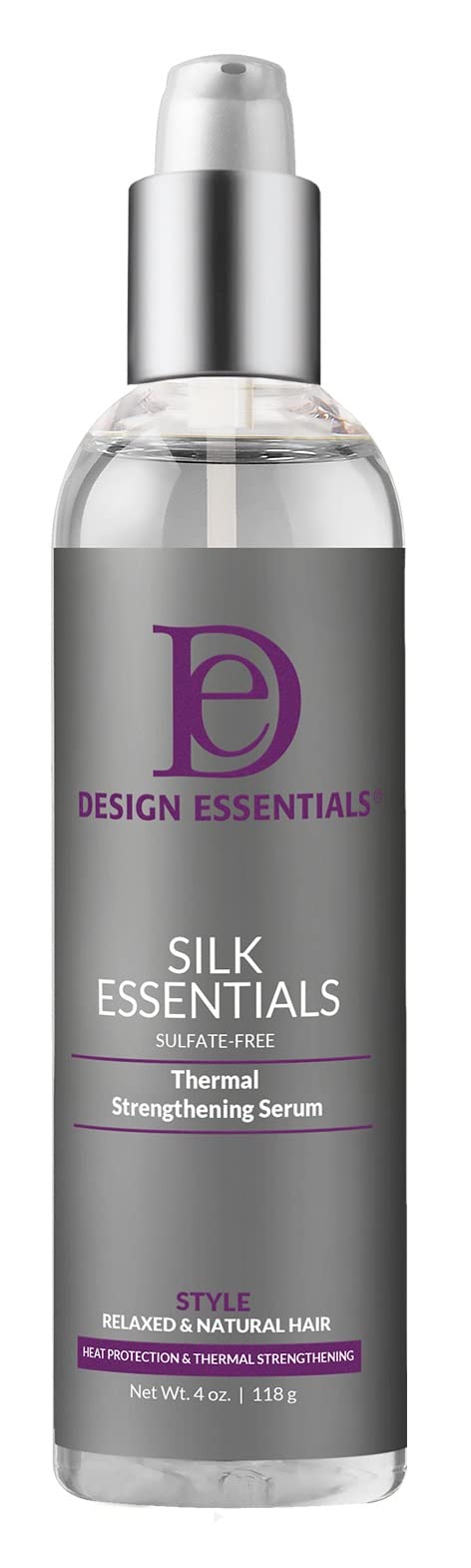 Design Essentials Silk Essentials Thermal Strengthening Serum, for Salon Perfect Weightless Thermal Styles, 4 FL Oz., Clear
