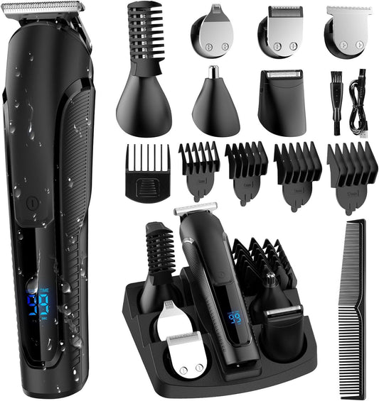 Lopeie Beard Trimmer for Men, All in One Mens Beard Grooming Kit, IPX7 Washable Hair Clippers for Beard, Face, Nose Hair Trimmer Body Shaver, Hair Clippers Electric Razor for Men Gifts, Black
