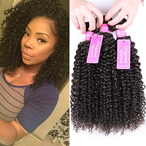 Original Queen 100% Brazilian Unprocessed Virgin Kinky Curly Human Hair Weave 3 Bundles Deep Curly Hair Extensions Mixed Length 8 8 8inches by Original Queen