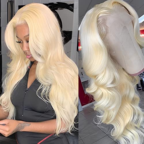 HUANGCAI 613 Lace Front Wig Human Hair 20inch 13x1 Blonde Lace Front Wig Human Hair 613 Lace Frontal Wig for Women Pre Plucked with Baby Hair Brazilian Blonde Body Wave Wigs