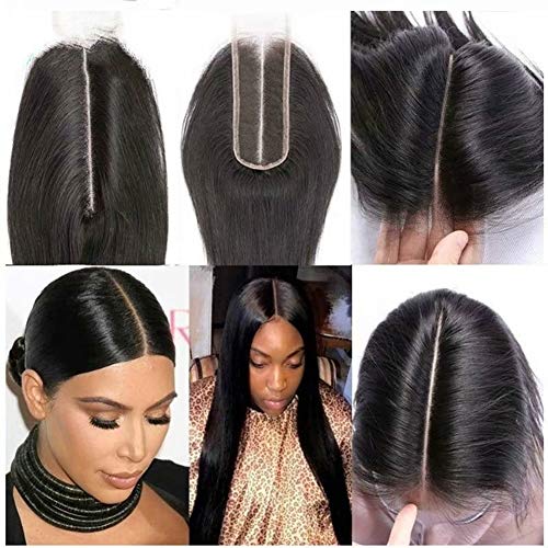 Brazilian Lace Closure Straight HD Transparent Remy Hair Kim K Lace Closure with Baby Hair (14 inch, 2x6)