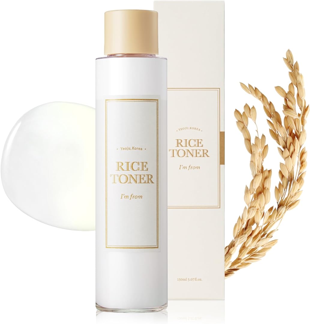 I'm From Rice Toner, 77.78% Rice Extract from Korea, Glow Essence with Niacinamide, Hydrating for Dry Skin, Vegan, Alcohol Free, Fragrance Free, Peta Approved, K Beauty Toner, 5.07 Fl Oz, Valentine