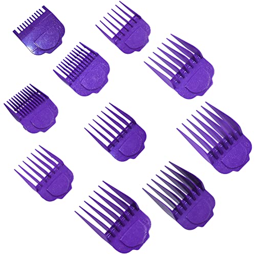 Clipper Guards 10 sets Professional Hair Clipper Combs Compatible With Andis Master Clippers Trimmer Cordless Clipper 1/16th to 1" lengths Designed for MBA, MC-2, ML, PM- And PM-4 (Purple)
