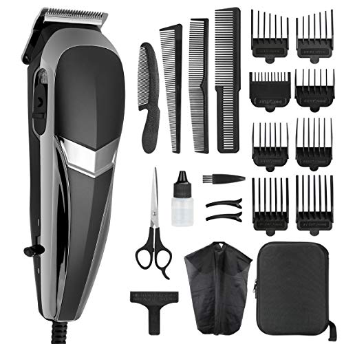 COSYONALL Hair Clippers for Men Pro Corded Hair Trimmer Cutting Kit with 8 Clipper Guide Combs Hard Storage Case for Hair Cutting (Black)